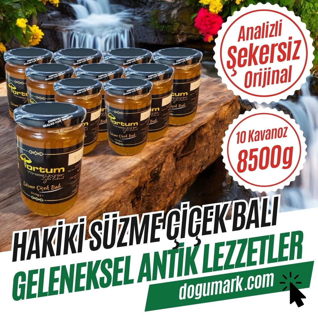 Analizli Şekersiz Hakiki Süzme Çiçek Balı (10 Kavanoz 8500g)