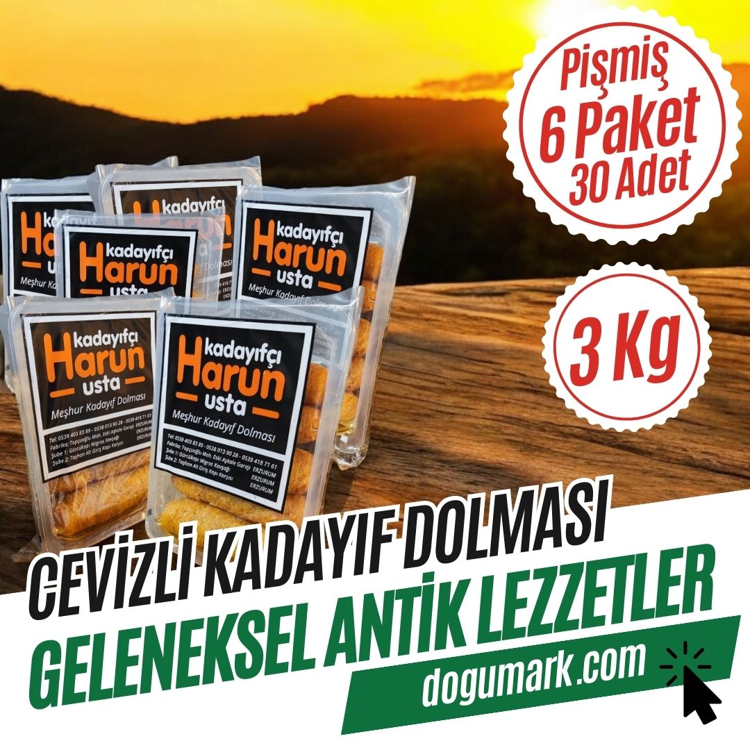 Cevizli Erzurum Kadayıf Dolması - Pişmiş (6 Paket 30 Adet 3 Kg)