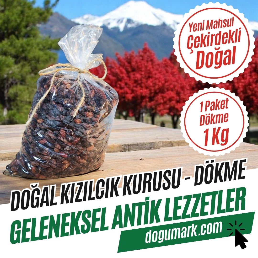 Doğal Kızılcık Kurusu - Çekirdekli - Kuru Meyve (1 Kg) Dökme