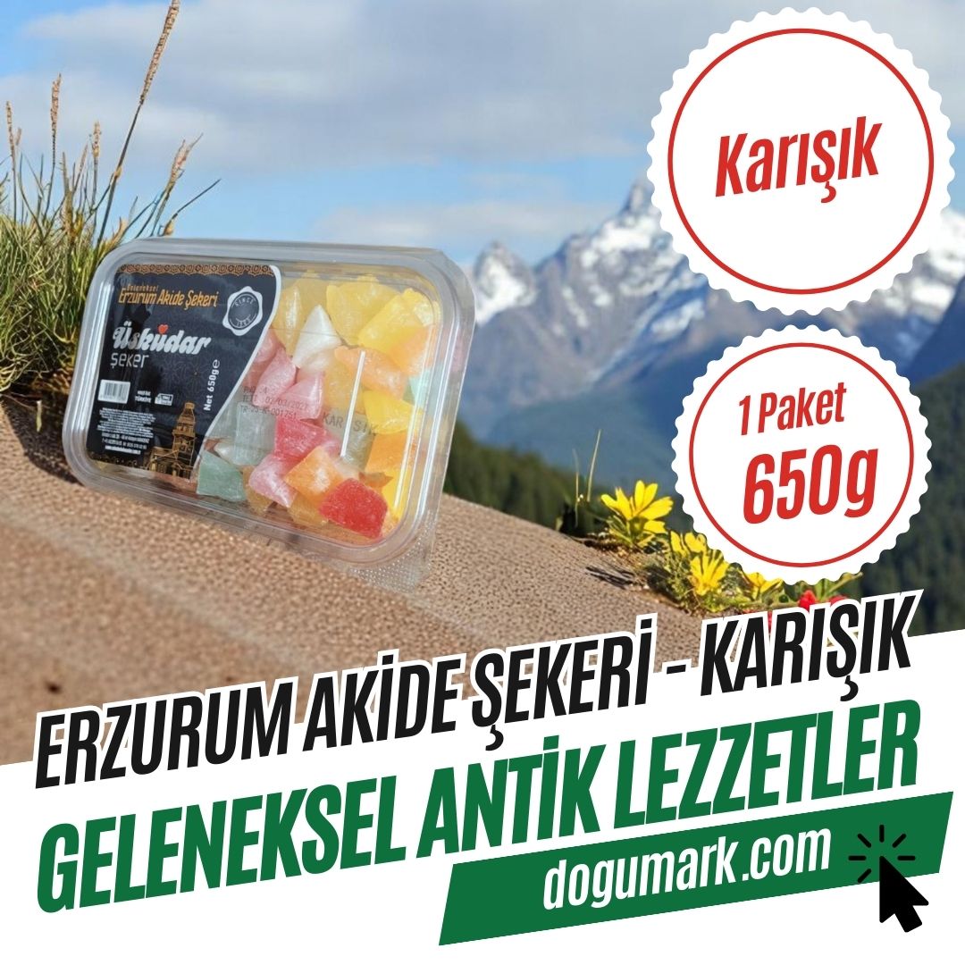 Geleneksel Erzurum Akide Şekeri - Karışık (1 Paket 650g)