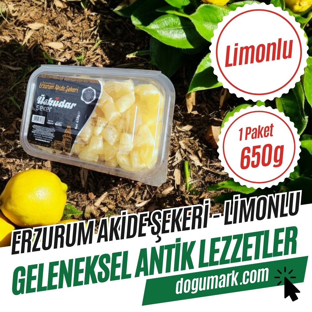 Geleneksel Erzurum Akide Şekeri - Limonlu (1 Paket 650g)