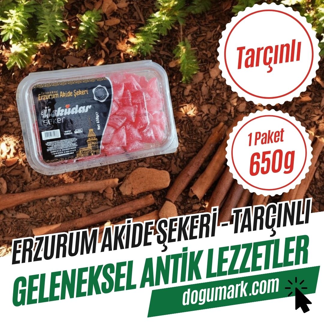 Geleneksel Erzurum Akide Şekeri - Tarçınlı (1 Paket 650g)
