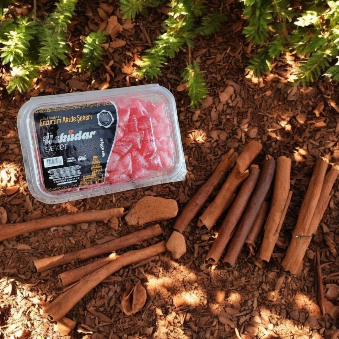 Geleneksel Erzurum Akide Şekeri - Tarçınlı (1 Paket 650g)