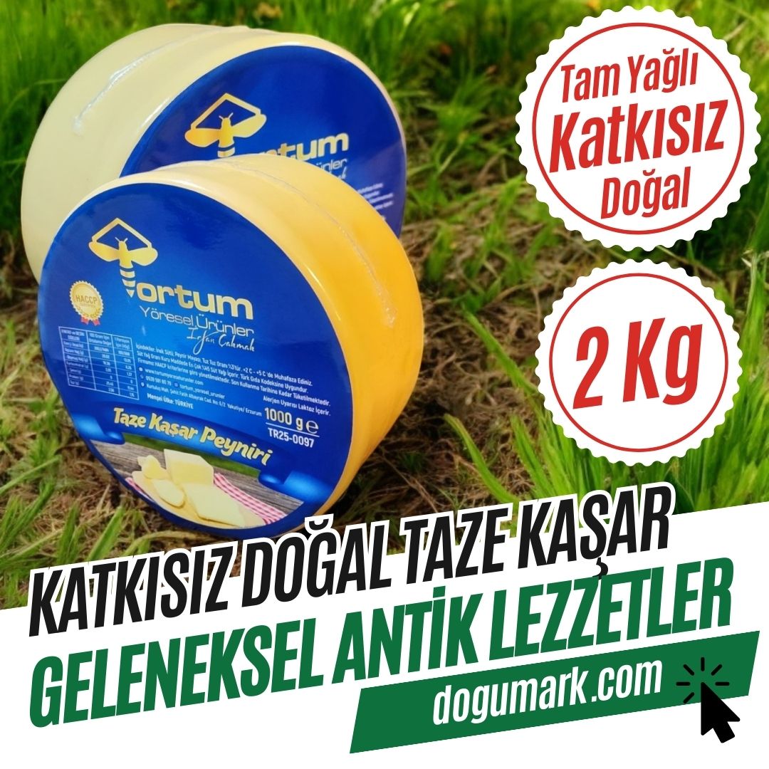 Katkısız Doğal Hakiki Tam Yağlı Taze Kaşar Peyniri (2 Paket 2 Kg)
