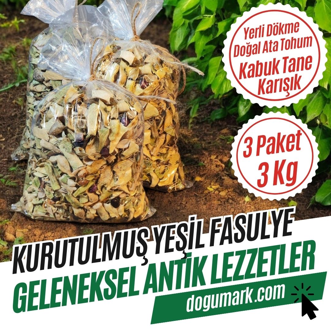 Doğal Kurutulmuş Taze Yeşil Fasulye - Kuru Sebze (3 Kg)