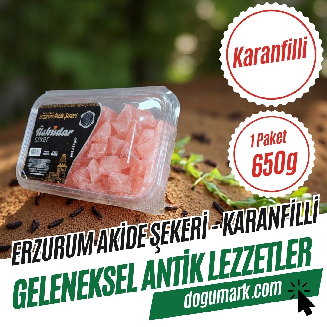 Geleneksel Erzurum Akide Şekeri - Karanfilli (1 Paket 650g)
