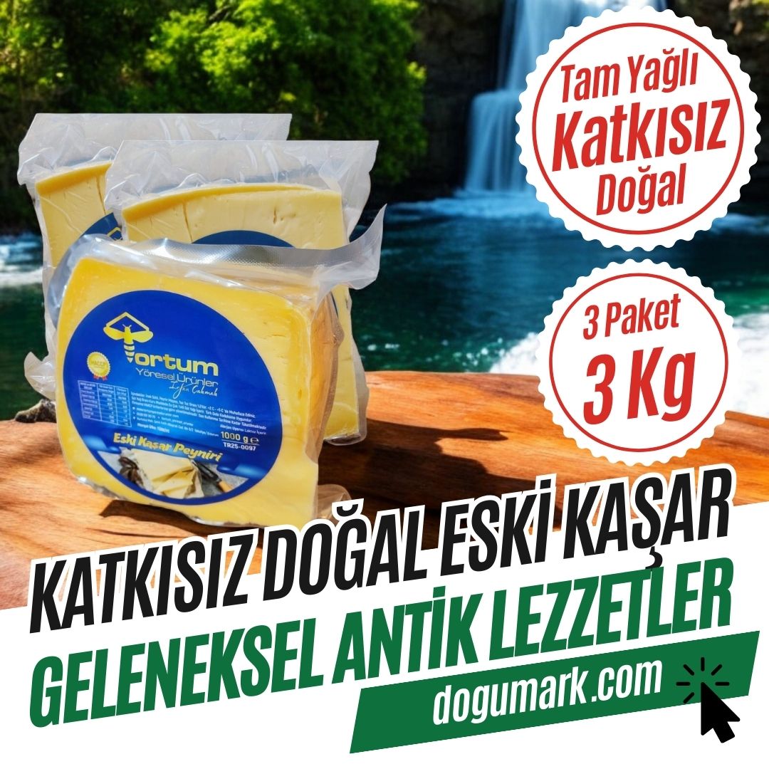 Katkısız Doğal Hakiki Tam Yağlı Eski Kaşar Peyniri (3 Paket 3 Kg)