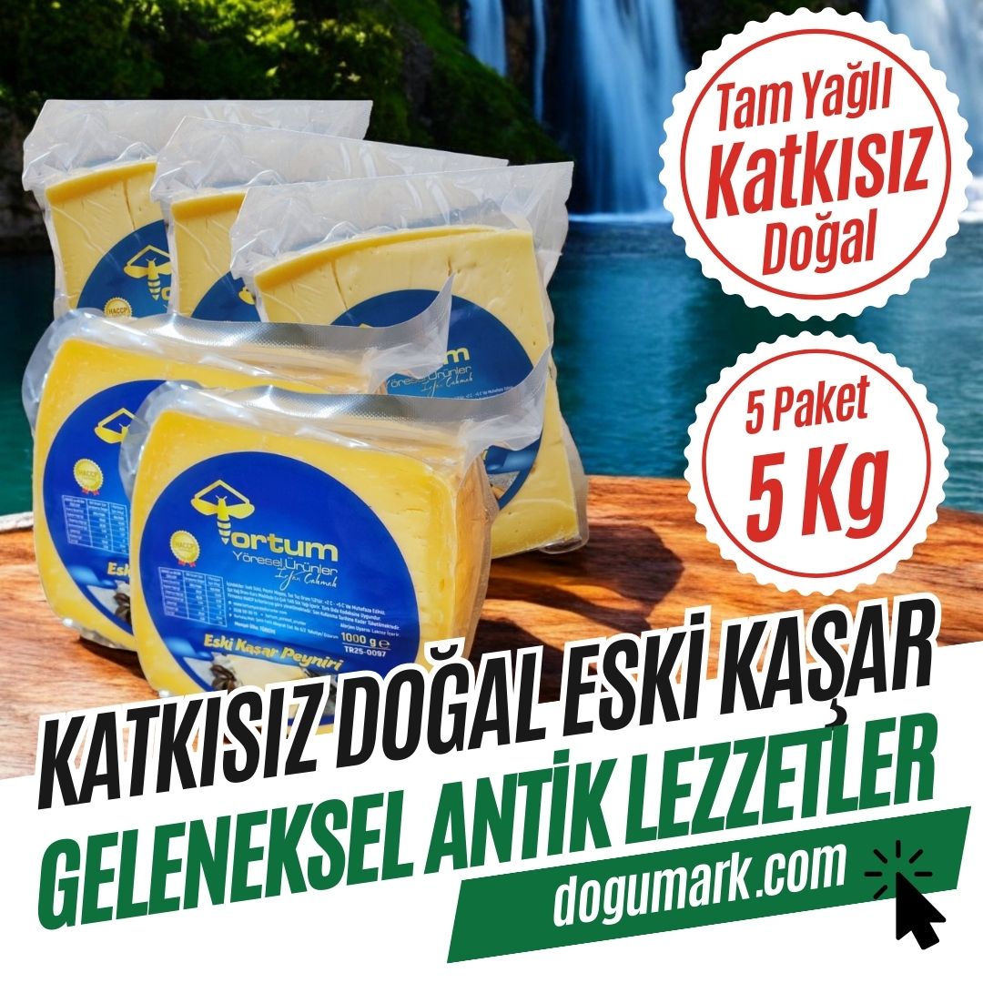 Katkısız Doğal Hakiki Tam Yağlı Eski Kaşar Peyniri (5 Paket 5 Kg)
