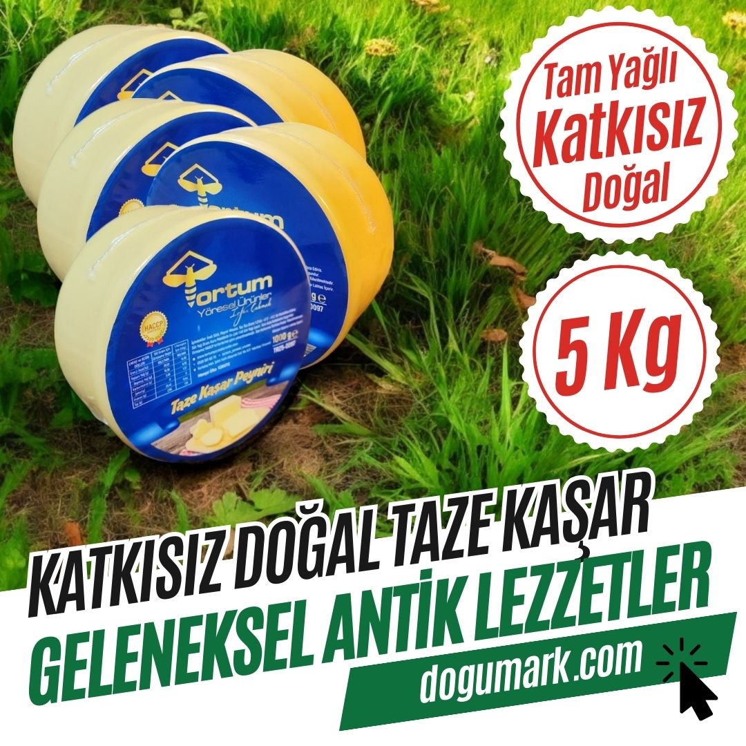 Katkısız Doğal Hakiki Tam Yağlı Taze Kaşar Peyniri (5 Paket 5 Kg)