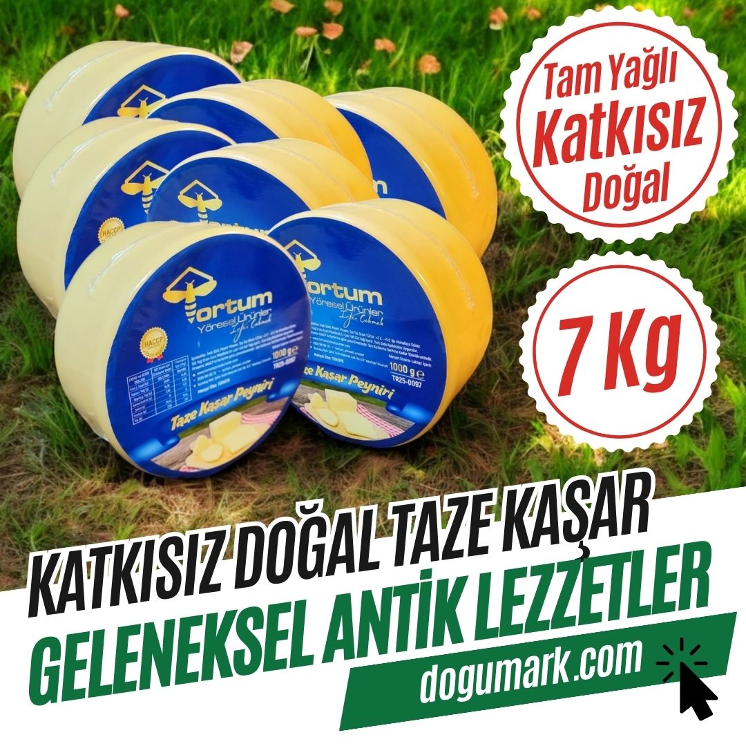 Katkısız Doğal Hakiki Tam Yağlı Taze Kaşar Peyniri (7 Paket 7 Kg)