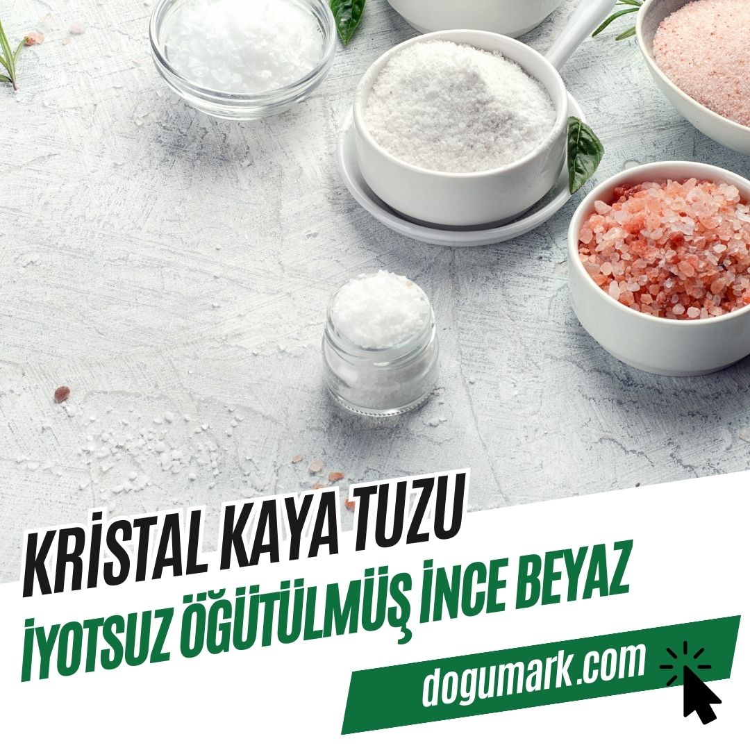 Kristal Kaya Tuzu (1 Kg) - (İyotsuz Öğütülmüş İnce Beyaz)