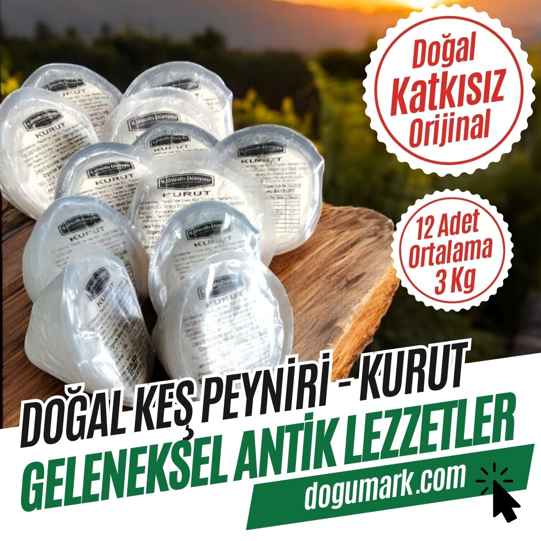 Doğal Keş Peyniri - Kurut - Kurutulmuş Yoğurt (12 Adet 3 Kg)