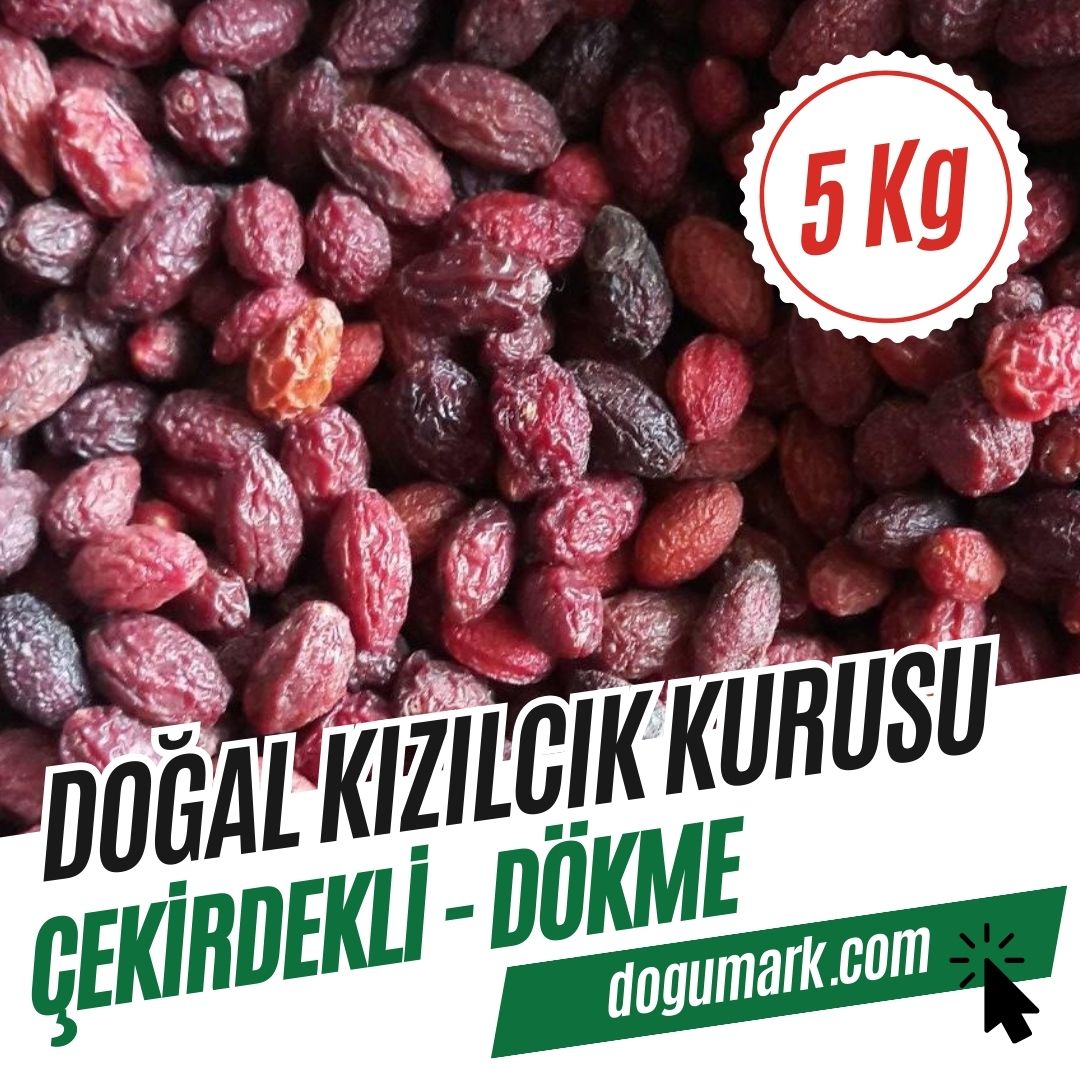 Doğal Kızılcık Kurusu - Çekirdekli (5 Kg) Dökme