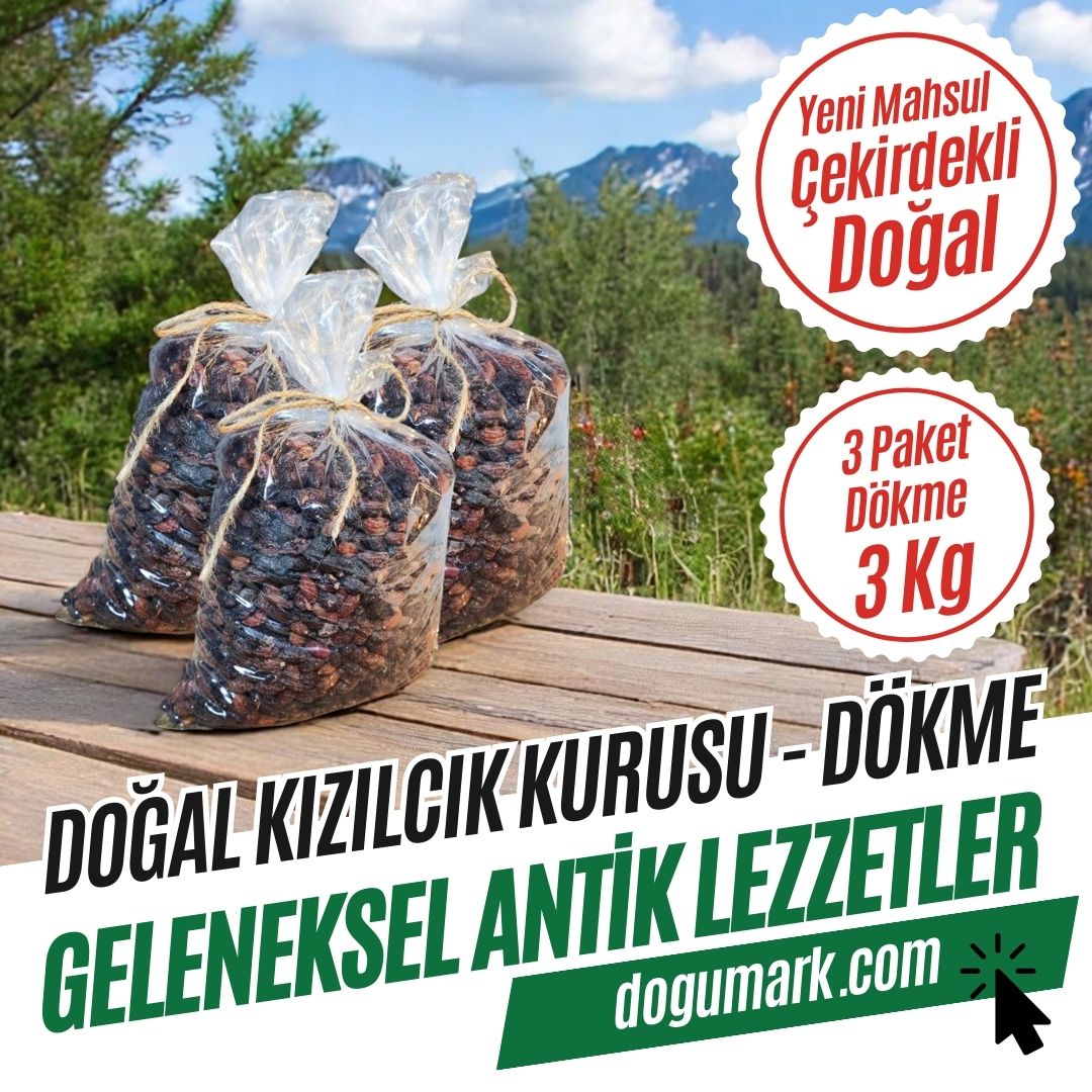 Doğal Kızılcık Kurusu - Çekirdekli - Kuru Meyve (3 Kg) Dökme