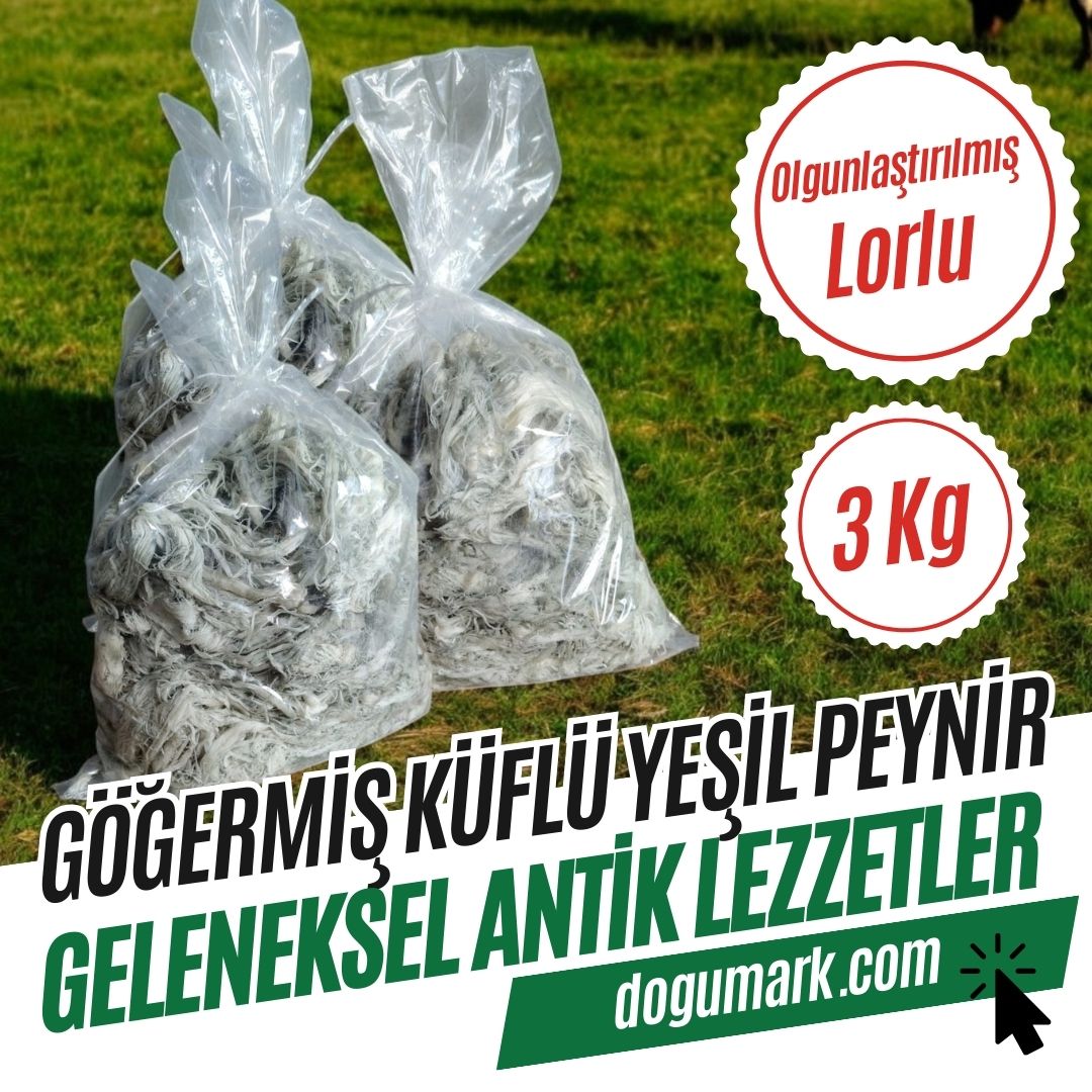 Katkısız Doğal Göğermiş Küflü Yeşil Peynir - Lorlu (3 Kg) Dökme