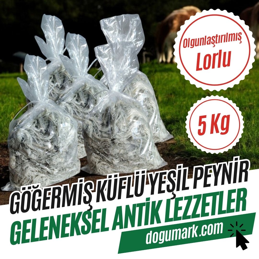 Katkısız Doğal Göğermiş Küflü Yeşil Peynir - Lorlu (5 Kg) Dökme