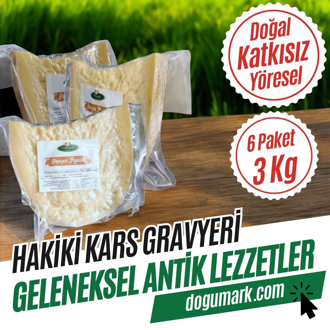 Katkısız Doğal Hakiki Kars Gravyeri - Gravyer Peyniri (3 Kg)