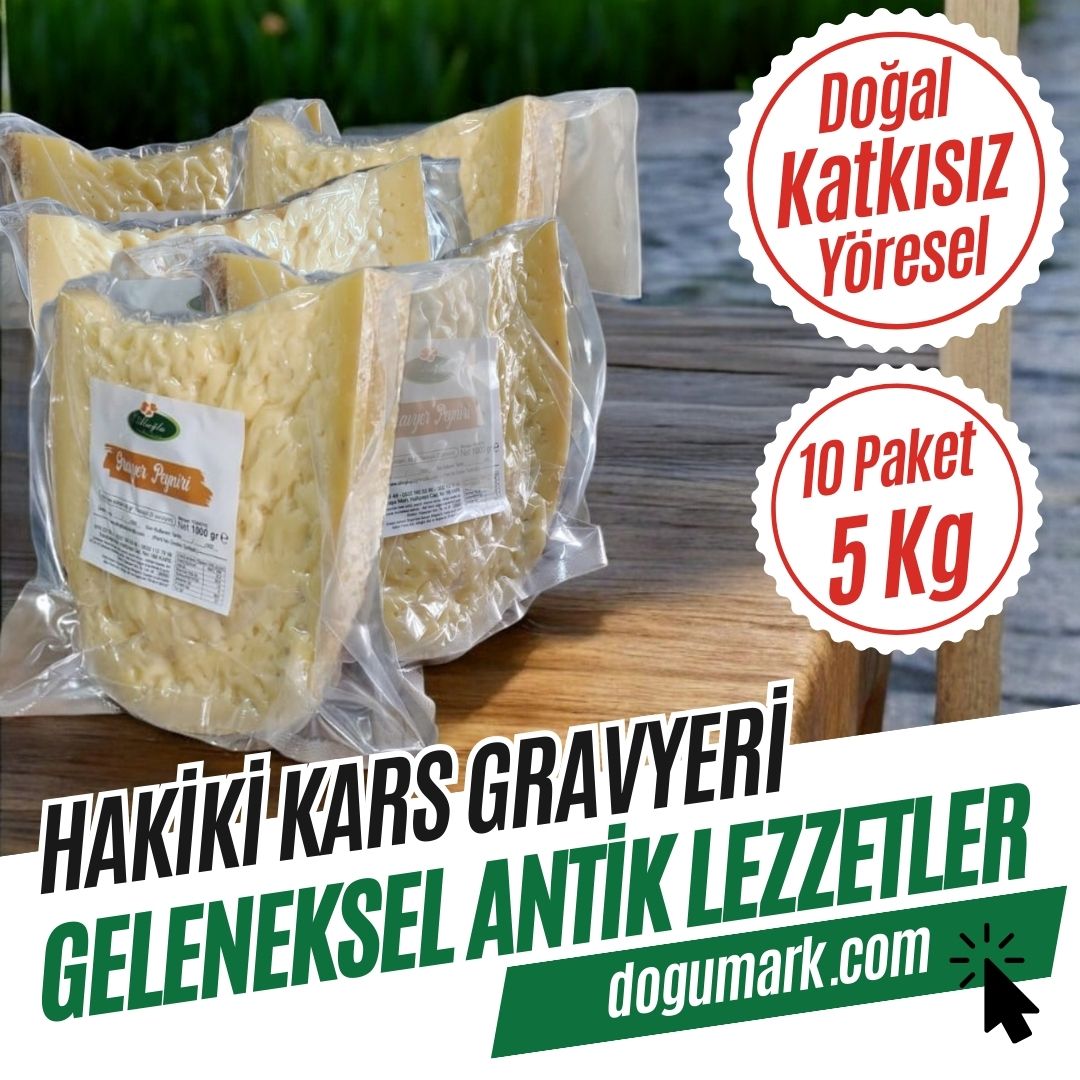 Katkısız Doğal Hakiki Kars Gravyeri - Gravyer Peyniri (5 Kg)