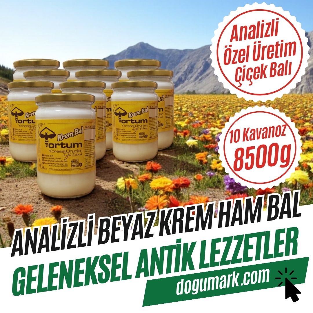 Analizli Özel Üretim Beyaz Krem Ham Bal (10 Kavanoz 8500g)
