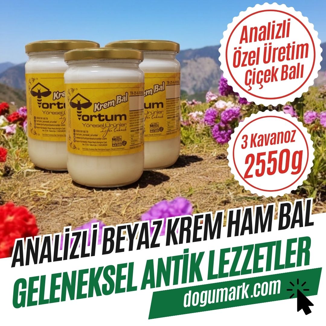 Analizli Özel Üretim Beyaz Krem Ham Bal (3 Kavanoz 2550g)