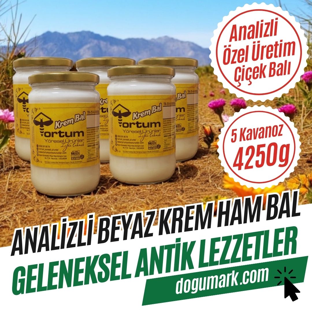 Analizli Özel Üretim Beyaz Krem Ham Bal (5 Kavanoz 4250g)