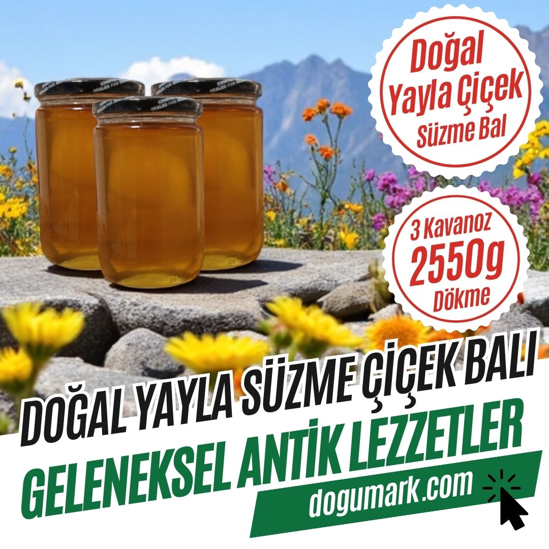 Doğal Yayla Çiçek Süzme Bal (3 Kavanoz 2550g) Dökme