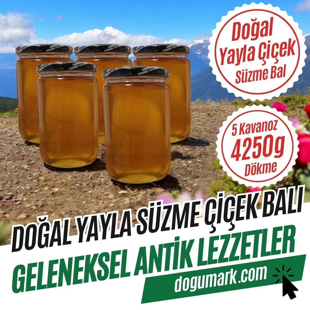 Doğal Yayla Çiçek Süzme Bal (5 Kavanoz 4250g) Dökme