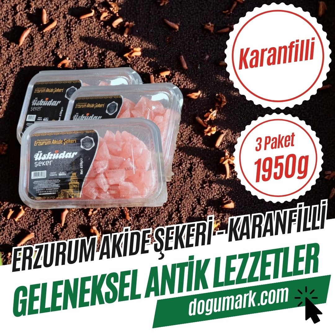 Geleneksel Erzurum Akide Şekeri - Karanfilli (3 Paket 1950g)