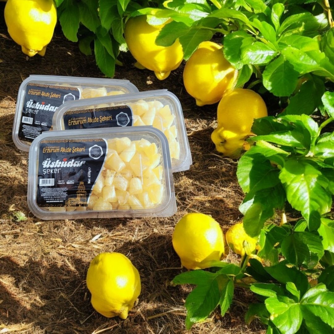 Geleneksel Erzurum Akide Şekeri - Limonlu (3 Paket 1950g)