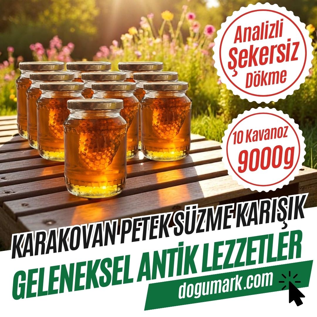 Hakiki Karakovan Petek Süzme Karışık Bal (10 Kavanoz 9000g)