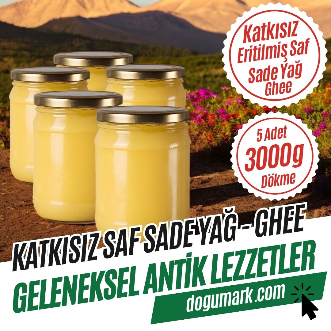 Katkısız Sade Sarı Yağ - Saf - Ghee (Net 3000g 5 Kavanoz) Dökme